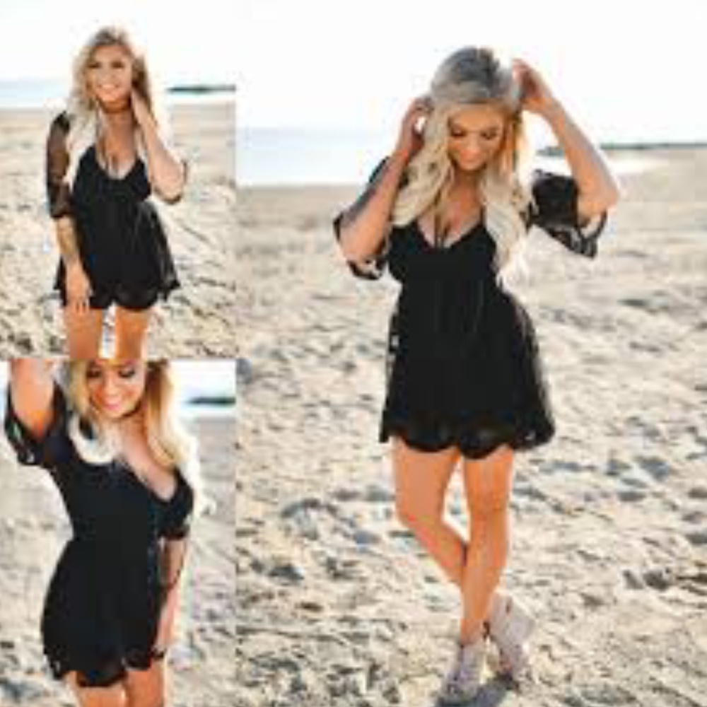 Blue Layne Boutique Black Fierce Lace Romper